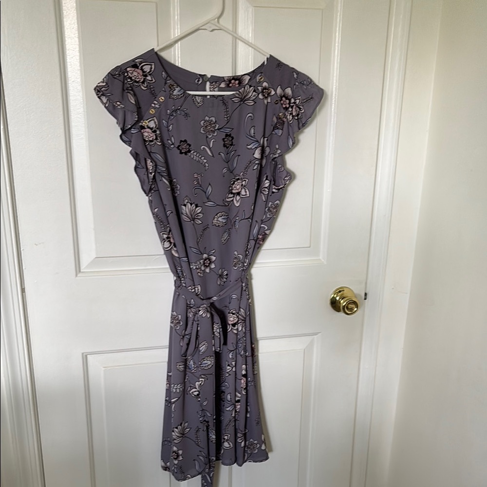 LOFT Lavender Floral Midi Dress